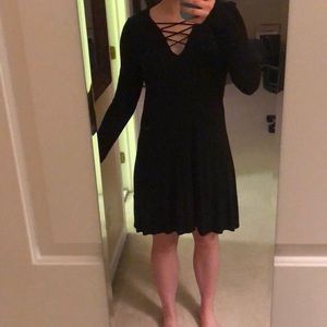 Black flowy v-neck dress from Express